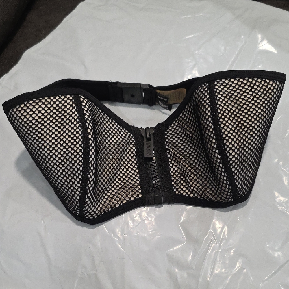 NOT FOR SALE - Triangl Swimwear Black and Cream Mesh Strapless Bikini Top